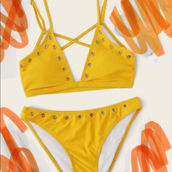 Other - NEW Boutique! Sunshine Yellow Eyelet Bikini